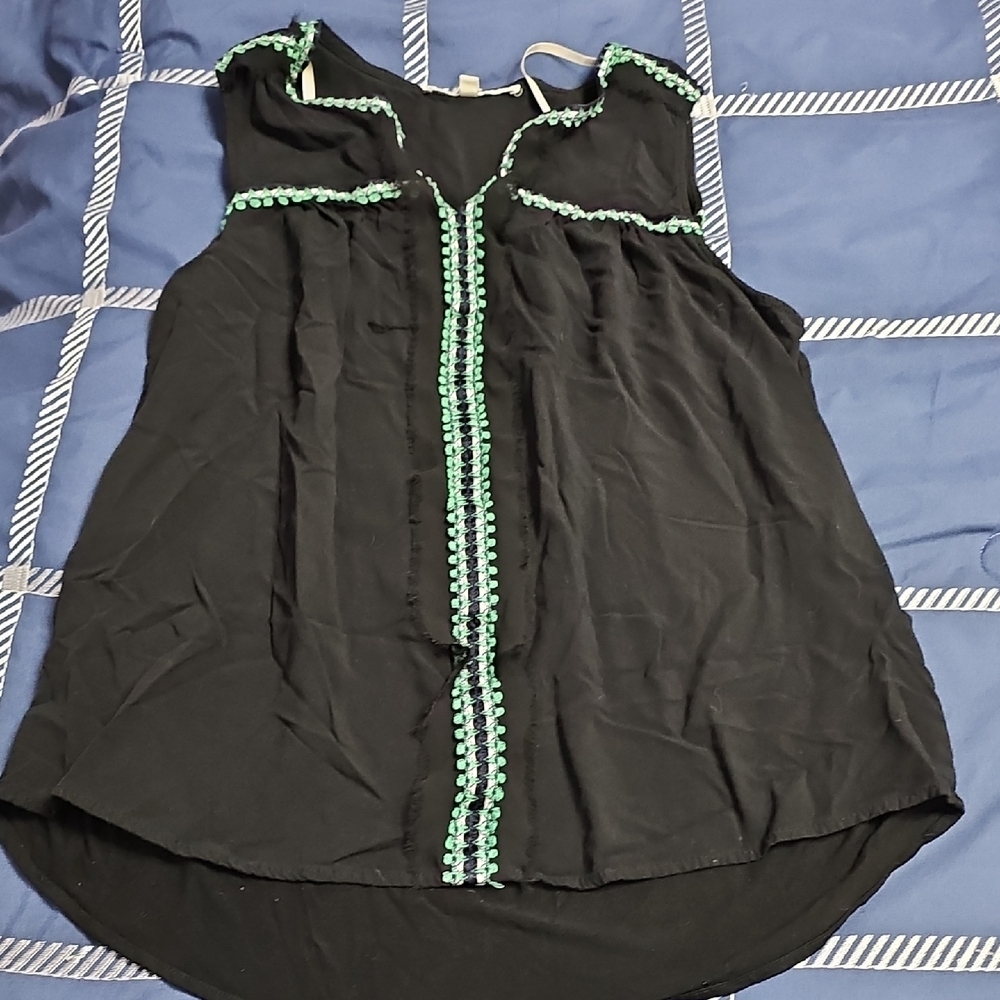 Daniel Rainn Black Top with Teal Embellishments - Picture 7 of 7